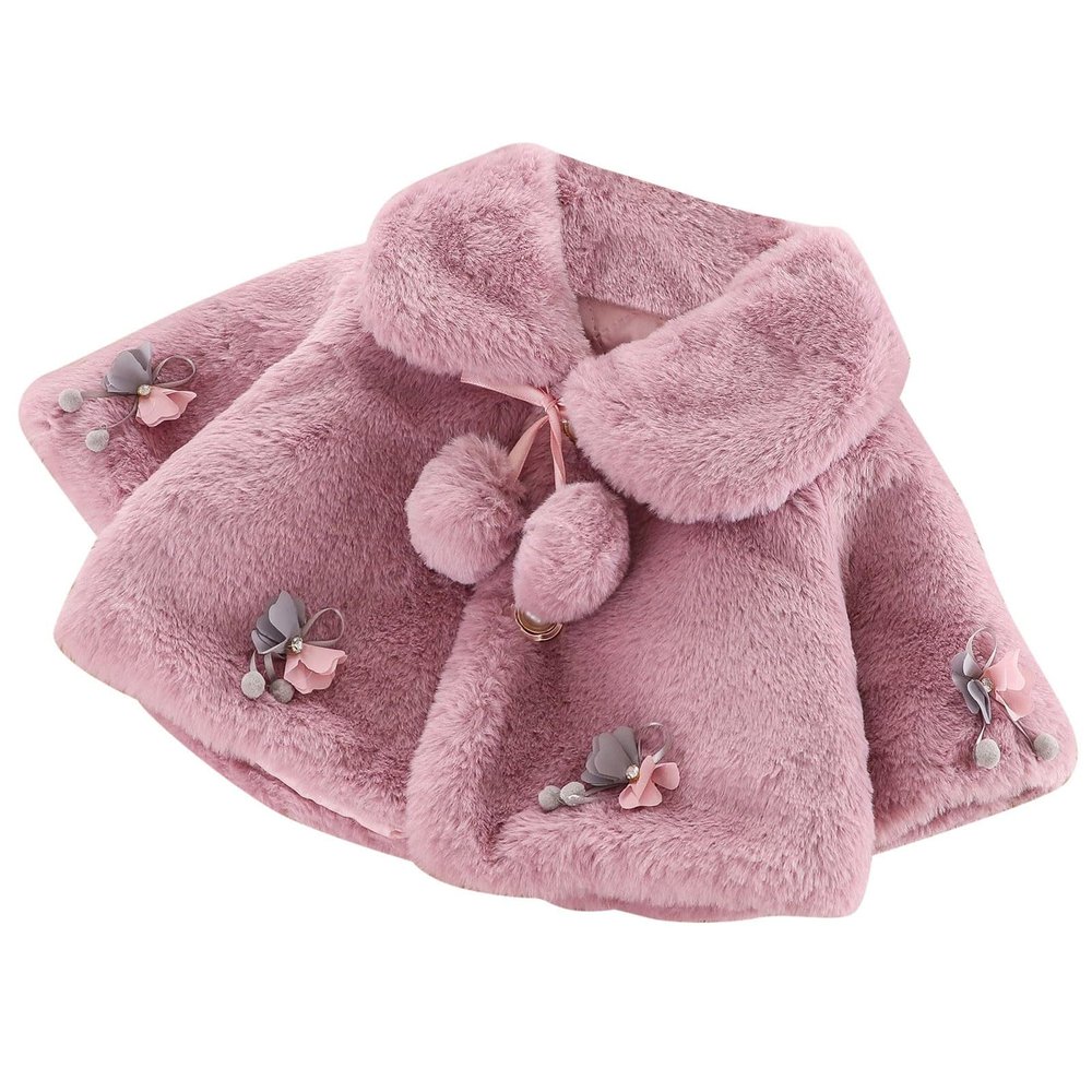 0 to 3 Years Winter Toddler Faux Girls Baby Cloak Cape Warm Cartoon Coat Windproof Girls Coat Women (Purple, 0-6 Months)