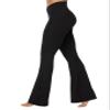 Sunzel Flare Leggings for Women with Pockets, Crossover Yoga Pants with Tummy Control, High Waisted and Wide Leg Side Pockets 30" Black X-Large view 2