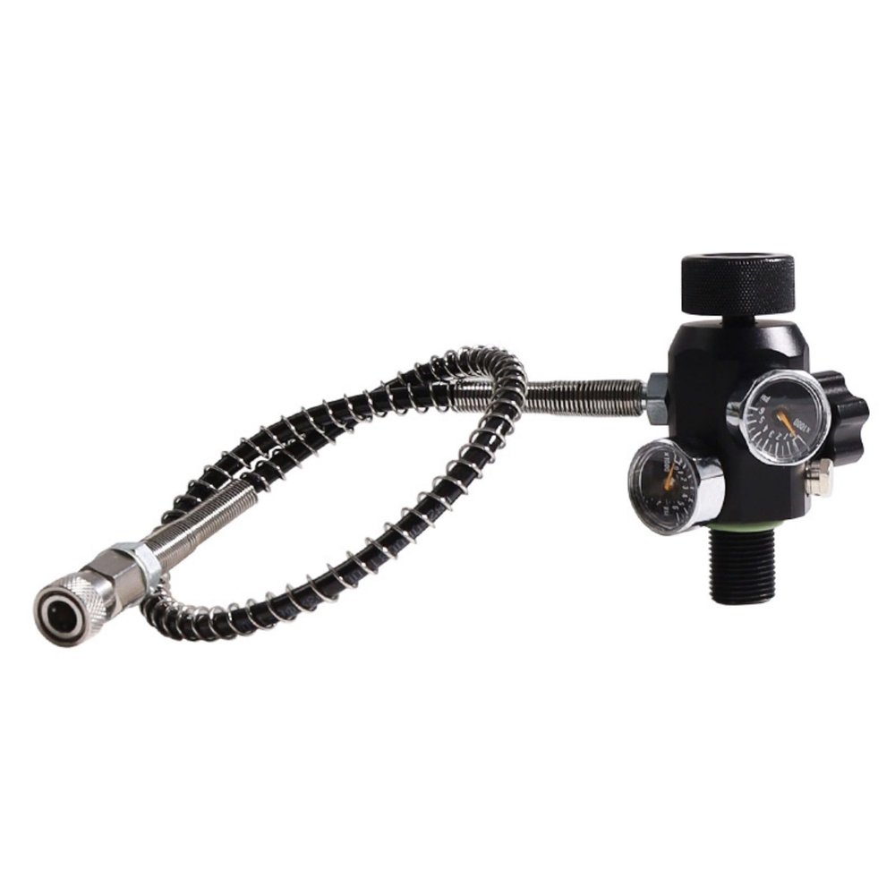 TUXING 4500PSI Pcp Tank DIN Valve Scuba Adapter Dual Gauge with 20Hose Paintball HPA Tank, High Pressure Compressed Air Fill Station M18x1.5 Thread