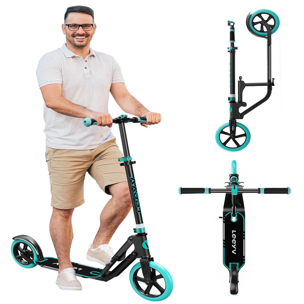 Adult Scooter - Folding, Adjustable Height, Big Wheels, Lightweight All-Aluminum Frame | Suitable for Teens 12+ | 265lbs Weight Limit