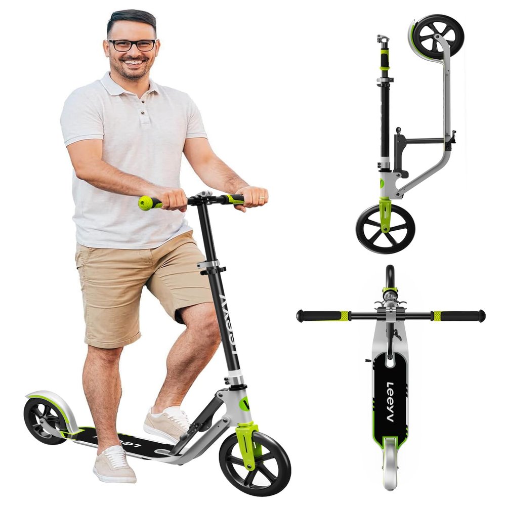 Adult Scooter - Folding, Adjustable Height, Big Wheels, Lightweight All-Aluminum Frame | Suitable for Teens 12+ | 265lbs Weight Limit