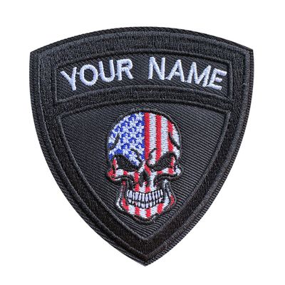 Custom Name Patches, Skull Patches American Flag Name Patches, Embroidered Tactical Military Morale Patch Hook and Loop for Backpacks,Tactical Vest