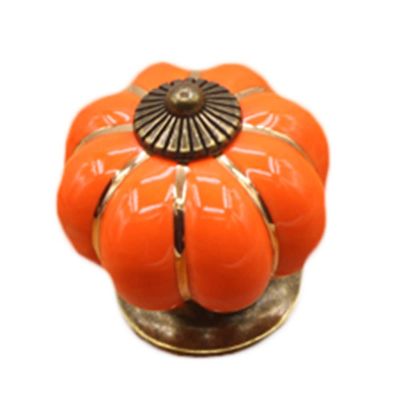 Southst Rose Pumpkin Ceramics Kit Cabinet Drawer Handles Knobs for Drawer Wooden Jewelry Box Furniture Hardware Pulls Handle - (Color: Pumpkin Orange)