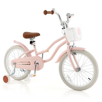 GYMAX Kids Bike for Boys & Girls Aged 3-8 Years, 14/16/18 Inches Children Bicycle w/Training Wheels, Dual Brakes, Adjustable Seat & Handlebar, Toddler Balance Bike