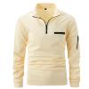 on Big and Tall Shirts for Men Long Sleeve Polo Slim Fit Quarter Zip Henley T Shirt Causal Solid Pullover Sweatshirt Mens Shirts Big and Tall Beige M view 1