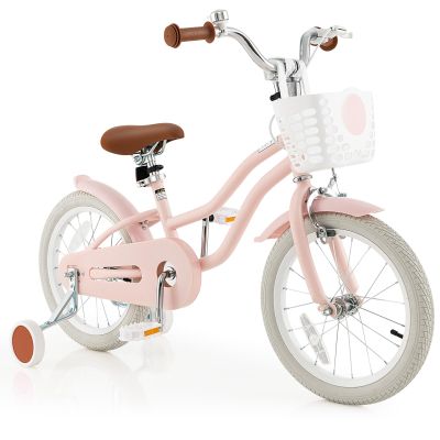 GYMAX Kids Bike for Boys & Girls Aged 3-8 Years, 14/16/18 Inches Children Bicycle w/Training Wheels, Dual Brakes, Adjustable Seat & Handlebar, Toddler Balance Bike