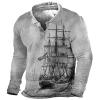 amazon deals today Mens Shirts Long Sleeve Casual Stylish Button Shirt Vintage Turndown Collar Sweatshirts Lightweight Pullover 2023 men's casual button-down shirts Gray M view 1