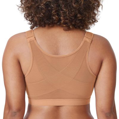 DELIMIRA Women's Front Closure Posture Wireless Back Support Full Coverage Bra Barely Buff 36B