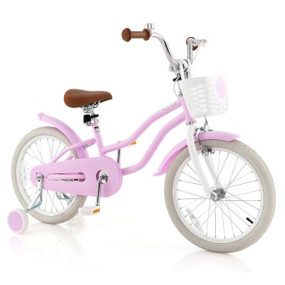 GYMAX Kids Bike for Boys & Girls Aged 3-8 Years, 14/16/18 Inches Children Bicycle w/Training Wheels, Dual Brakes, Adjustable Seat & Handlebar, Toddler Balance Bike