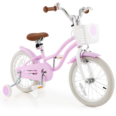 GYMAX Kids Bike for Boys & Girls Aged 3-8 Years, 14/16/18 Inches Children Bicycle w/Training Wheels, Dual Brakes, Adjustable Seat & Handlebar, Toddler Balance Bike