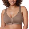 DELIMIRA Women's Front Closure Posture Wireless Back Support Full Coverage Bra Brown Purple 40DD view 2