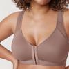 DELIMIRA Women's Front Closure Posture Wireless Back Support Full Coverage Bra Brown Purple 40DD view 3