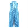 YOOJIA Kids Girls Halter Shiny Sequins Jazz Latin Dance Jumpsuit Sleeveless High Waist Pageant Romper Long Pants Sky Blue 14 Years view 3