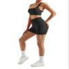 RXRXCOCO Seamless Workout Sets for Women 2 Piece Strappy Sports Bras Scrunch Butt Booty Shorts Matching Yoga Outfits Black Small view 3