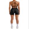 RXRXCOCO Seamless Workout Sets for Women 2 Piece Strappy Sports Bras Scrunch Butt Booty Shorts Matching Yoga Outfits Black Small view 4