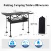 ALPHA CAMP Folding Camping Table, Portable Roll-up Table with Adjustable Height, Large Storage Bag and Carrying Bag, Tall Aluminum Table for Indoor & Outdoor Picnic BBQ Backyards Beach view 3