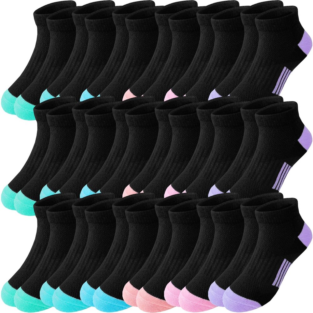 Bemeol Girls Socks 18 Pairs Ankle Socks for Girls Soft Athletic Low Cut Sock(7-10 Years)