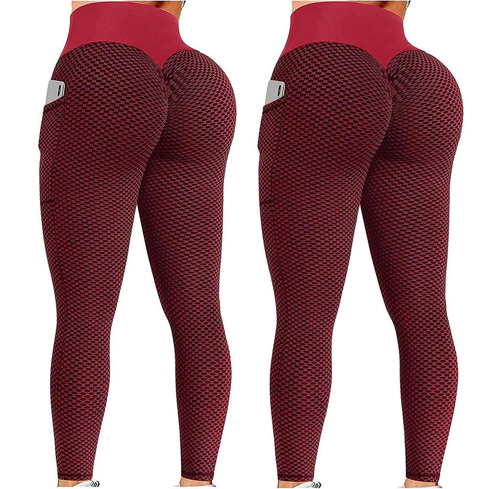 2PCS Workout Leggings for Women Plus Size 4X Butt Lifting Workout Leggings for Women Scrunch Butt Gym Fitness Seamless Booty Tight Tummy Control Sport Active Yoga Pants Red