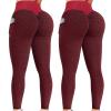 2PCS Workout Leggings for Women Plus Size 4X Butt Lifting Workout Leggings for Women Scrunch Butt Gym Fitness Seamless Booty Tight Tummy Control Sport Active Yoga Pants Red view 1