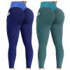 2PCS Gym Leggings for Women High Waist Butt Scrunch Workout Leggings for Women Seamless Scrunch Tights Tummy Control Gym Fitness Girl Sport Active Yoga Pants Green view 1