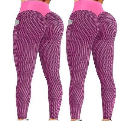 2PCS Yoga Pants Tall Women Workout Leggings for Women Seamless Scrunch Tights Tummy Control Gym Fitness Girl Sport Active Yoga Pants Pink