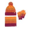Children's Scarf and Hat Set with Fleece Lining, Colorful Pom Pom, and Gloves - Warm Wool Blend Three-Piece Set (Color : OrangePurple) view 1