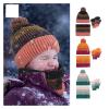 Children's Scarf and Hat Set with Fleece Lining, Colorful Pom Pom, and Gloves - Warm Wool Blend Three-Piece Set (Color : OrangePurple) view 2