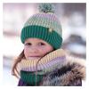 Children's Scarf and Hat Set with Fleece Lining, Colorful Pom Pom, and Gloves - Warm Wool Blend Three-Piece Set (Color : OrangePurple) view 3
