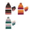 Children's Scarf and Hat Set with Fleece Lining, Colorful Pom Pom, and Gloves - Warm Wool Blend Three-Piece Set (Color : OrangePurple) view 4