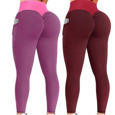 2PCS Butt Lifting Leggings for Women Plus Size Women Scrunch Butt Lifting Seamless Leggings Booty High Waisted Workout Yoga Pants Tummy Control Gym Compression Tights Red