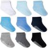 ZAPLES Baby Boys Non Slip Grip Crew Socks with Anti Skid Soles for Infants Toddlers Kids, Boys - 9 Pairs, 8-10 Years view 1