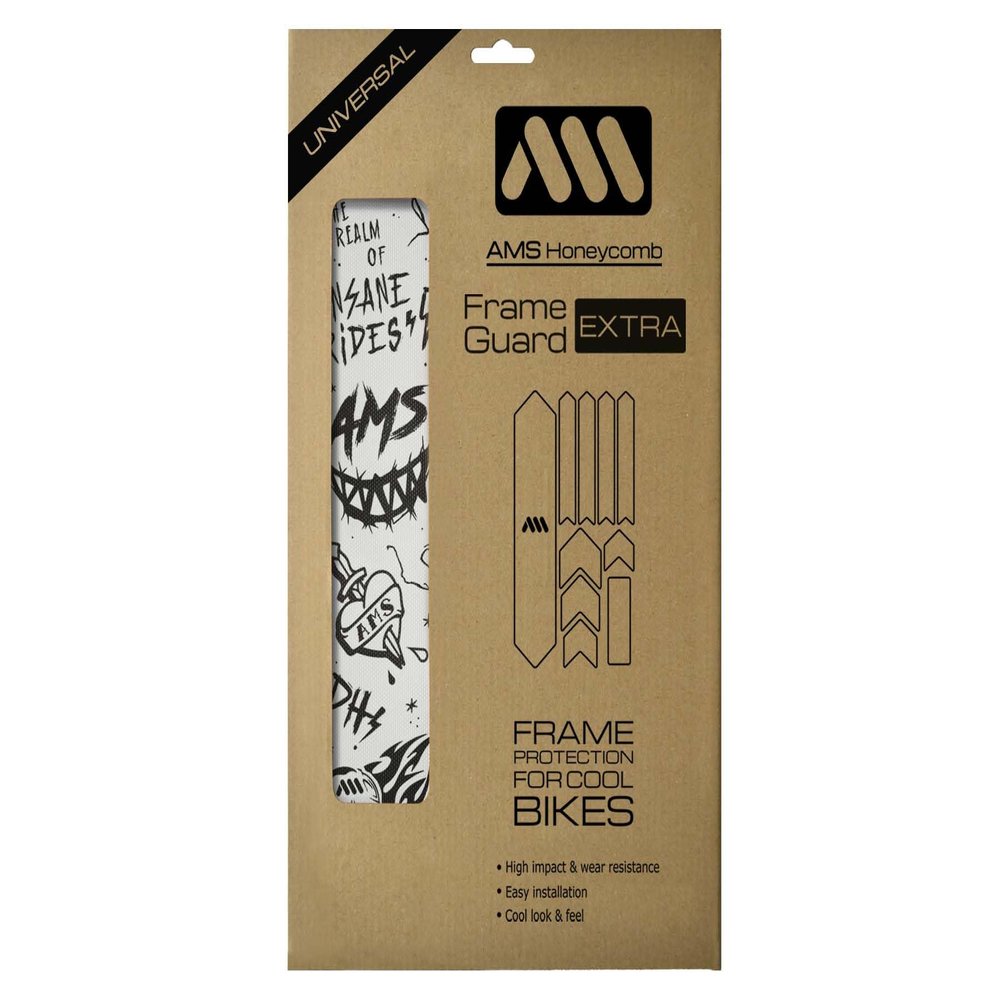 All Mountain Style Bike Frame Protector Extra - Universal Fit, 10-Piece Set for Down Tube, Chainstay, Cable Wear, High-Impact Honeycomb PVC