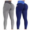 2PCS Leggings for Women Tummy Control Plus Size Leggings for Women Butt Lift High Waisted Tummy Control No See-Through Yoga Pants Workout Running Leggings Scrunch Butt Seamless Gym Booty Tights Blue view 1