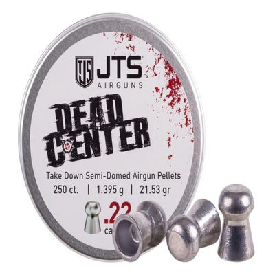 JTS Airguns Dead Center Precision .22 Cal, 21.53 Grain, Semi-Dome, 250ct, Blister Pack