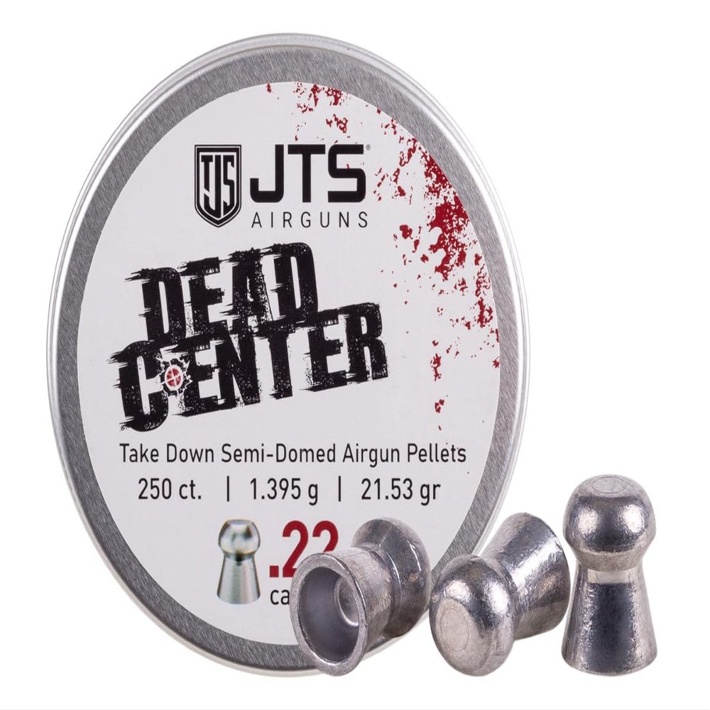 JTS Airguns Dead Center Precision .22 Cal, 21.53 Grain, Semi-Dome, 250ct, Blister Pack