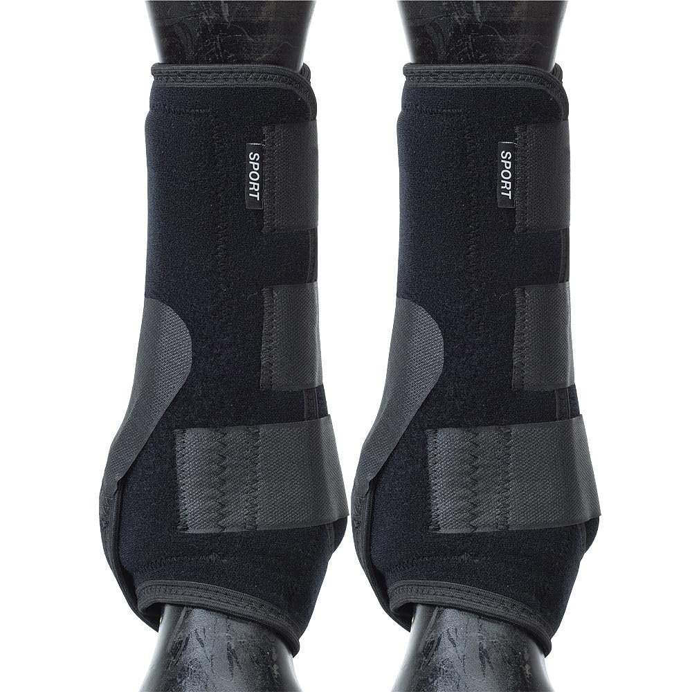 Zovator Horse Boots,Professional Sports Neoprene Boots with Shock-Absorbing, Superior Leg Protection and Comfortable Fit,Durable Splint Boots for Horses-Black (XL, Black)