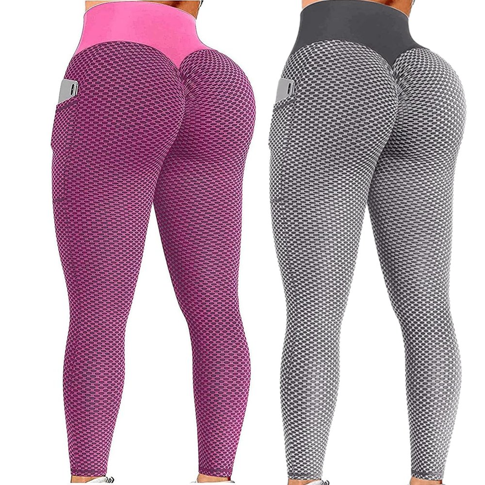 2PCS Leggings for Women Butt Lift Plus Size Seamless Legging for Women High Waist Workout Gym Yoga Pant Tummy Control Butt Lift Scrunch Booty Compression Tights Grey