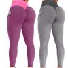 2PCS Leggings for Women Butt Lift Plus Size Seamless Legging for Women High Waist Workout Gym Yoga Pant Tummy Control Butt Lift Scrunch Booty Compression Tights Grey view 1