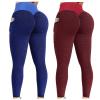 2PCS High Waisted Leggings for Women Plus Size See Through Butt Lifting Workout Leggings for Women Scrunch Butt Gym Fitness Seamless Booty Tight Tummy Control Sport Active Yoga Pants Red view 1