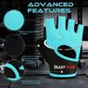 BEAST RAGE Workout Gloves for Men Gym Gloves for Weightlifting Women Fingerless with Palm Protection Padding, Breathable and Lightweight Weight Lifting Glove Cycling Pull Up (Cyan, L) view 2