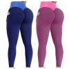 2PCS Leggings for Women Plus Size Tummy Control Butt Lifting Workout Leggings for Women Scrunch Butt Gym Fitness Seamless Booty Tight Tummy Control Sport Active Yoga Pants Pink view 1