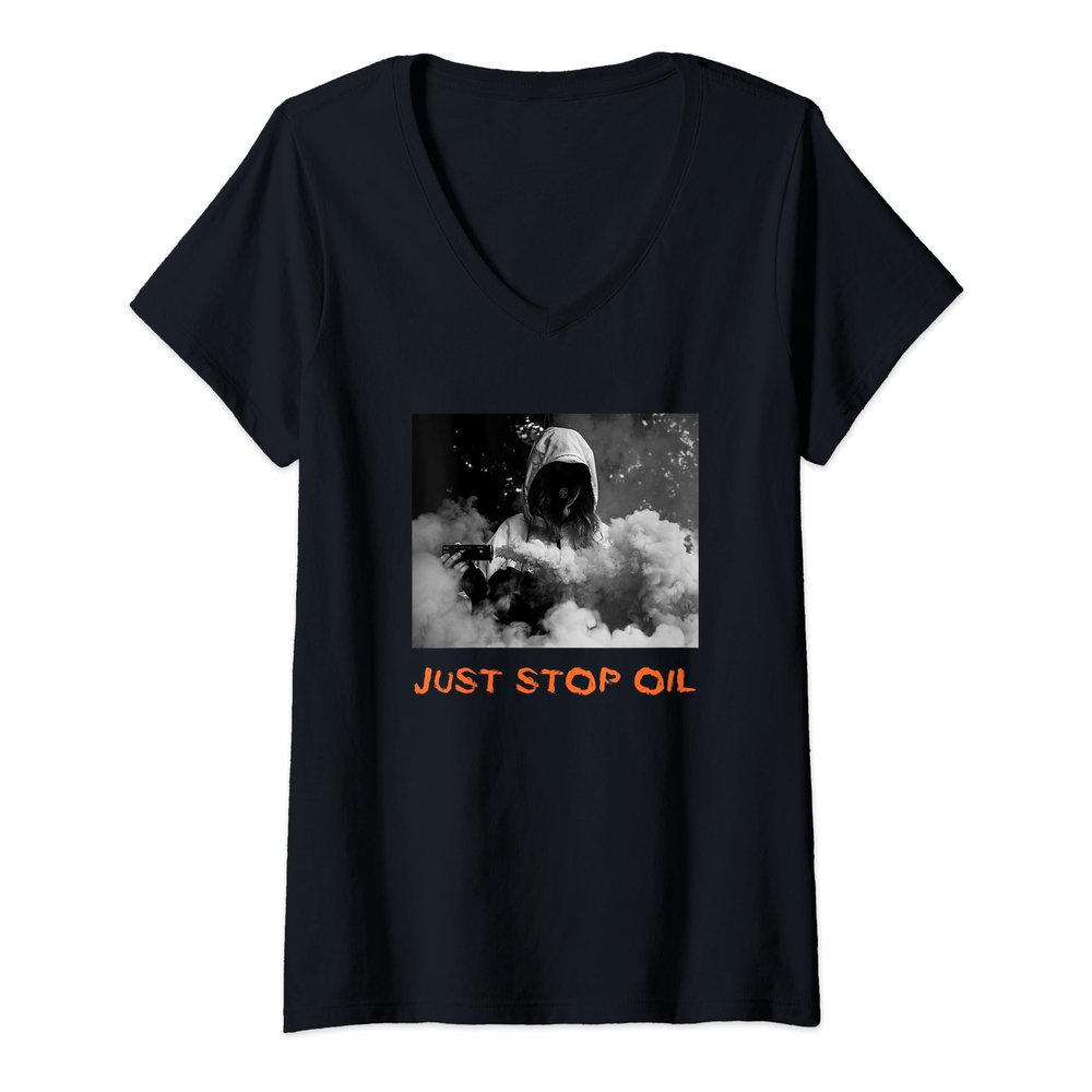 Womens London Souvenir Just Stop Oil United Kingdom Underground V-Neck T-Shirt