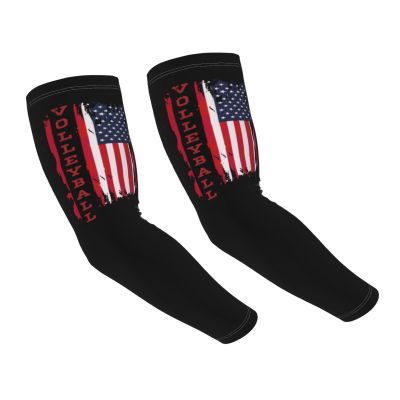 SwpWab USA Flag Volleyball Sun-Defying Elegance Comfortable Cooling Arm Sleeves
