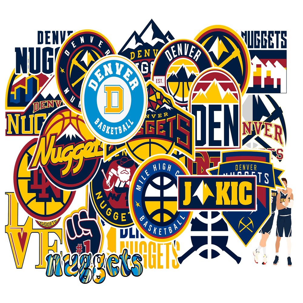 25 PCS Denver American Nuggets Basketball Stickers for Water Bottle, Laptop, Bicycle, Computer, Motorcycle, Travel Case, Car Decal Decoration Sticker