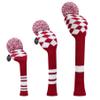 LeFeng Sports 3Pcs Golf Club Covers Set 1-3-5 Knitted Golf Club Covers for 460cc Driver Fairway Woods and Hybrid with Cute Pom Pom and Number Tag (Red White Plaid) view 1