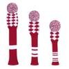 LeFeng Sports 3Pcs Golf Club Covers Set 1-3-5 Knitted Golf Club Covers for 460cc Driver Fairway Woods and Hybrid with Cute Pom Pom and Number Tag (Red White Plaid) view 2