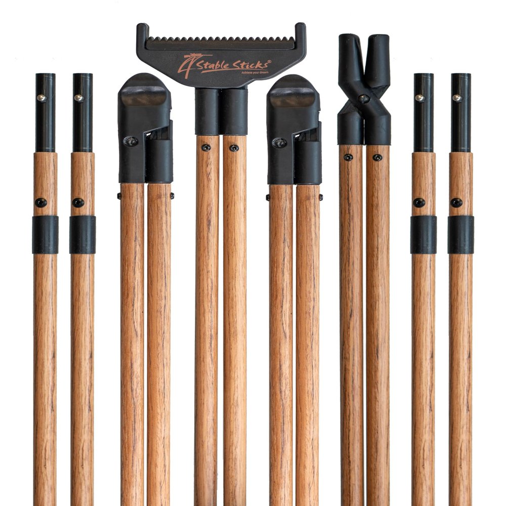 4 Stable Sticks Ultimate Wood Shooting Sticks - Lightweight, Extrem Stability for Hunting and Shooting, Foldable and transportable, 4 Point Bipod