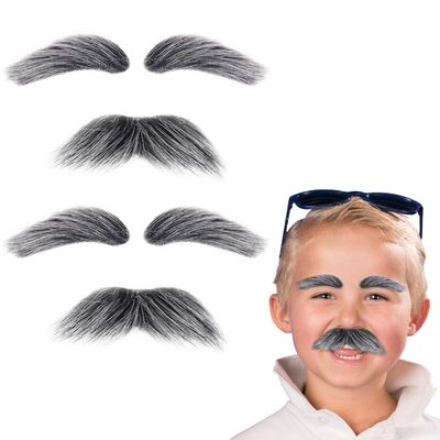 Honcloud Old Man Mustache and Eyebrow Perfect for Custome Accessories Grandpa Stage Performances Halloween Props (2 pcs- Mustache)