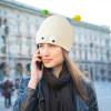 Beanie Slouchy Hat Big Eyes Little Monster Cute and Funny Cable Knitted Chunky Skull Caps Winter Warm Beanie Hat White view 2