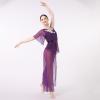 Lyrical Dance Costumes for Women Modern Contemporary Dancewear One-piece Jumpsuit Unitard Sequin Power Mesh Tulle Wide Leg Pants Bottom Leotards Maxi Overdress Jazz Dance Solo Costume Purple XS view 3